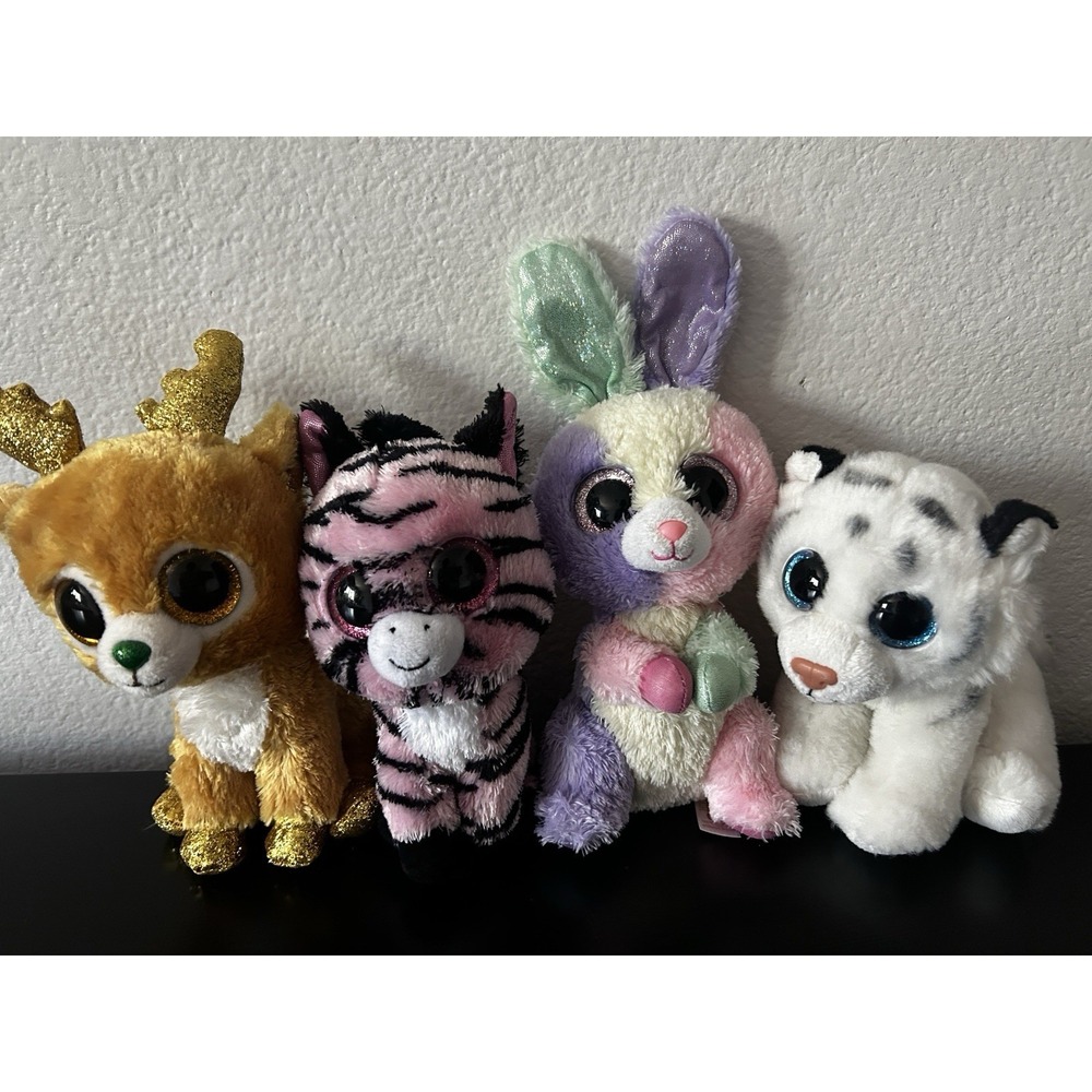 TY Beanies Lot Of 4 Plush Dolls Toys Collect NO TAGS Clean Excellent Condition